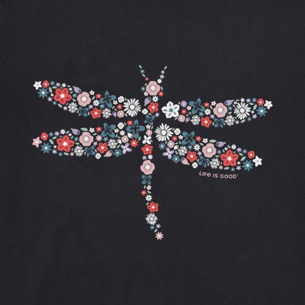 Women's Dragonfly Flowers Long Sleeve Crusher Vee - Image 2