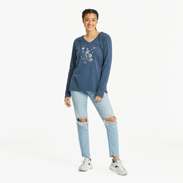 Women's Dreamy Shine On Daisies Long Sleeve Crusher-LITE Hooded Tee - Image 6