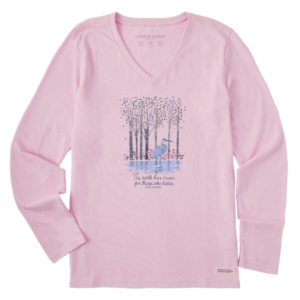 Women's Earth Has Music Heron Long Sleeve Crusher Vee - Image 3