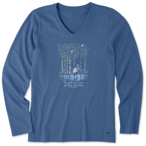 Women's Earth Has Music Heron Long Sleeve Crusher Vee - Image 5