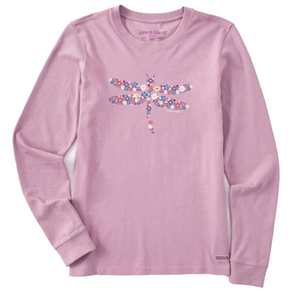 Women's Dragonfly Flowers Long Sleeve Crusher Tee - Image 5