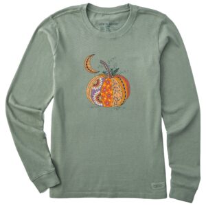Women's Doodle Pumpkin Long Sleeve Crusher Tee