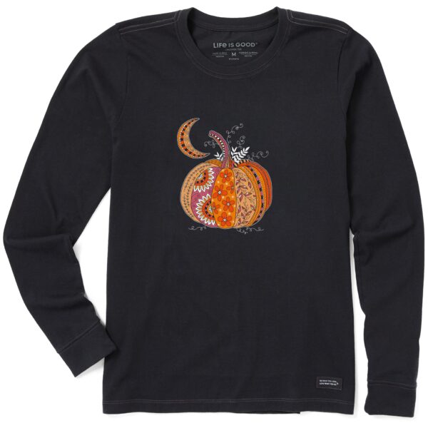 Women's Doodle Pumpkin Long Sleeve Crusher Tee - Image 3