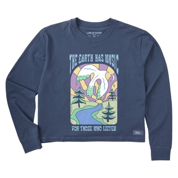 Women's Dove Earth Has Music Long Sleeve Crusher Boxy Tee - Image 3