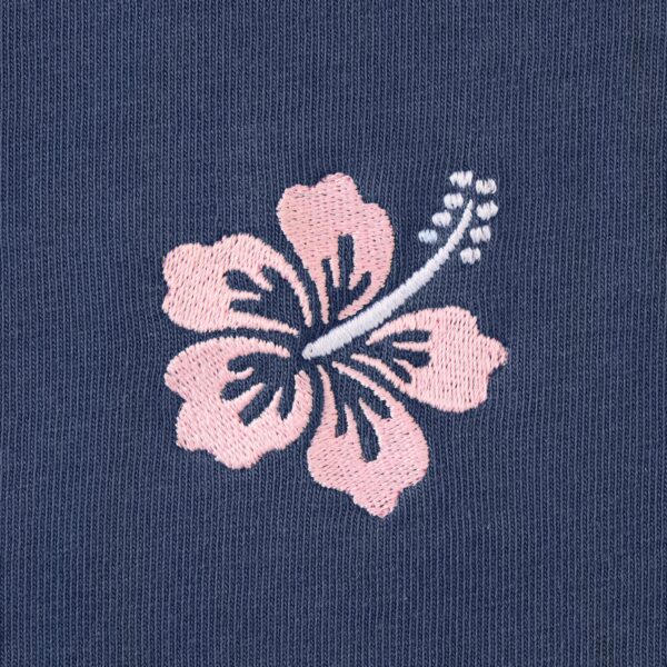 Women's Embroidered Hibiscus Long Sleeve Crusher Tee - Image 2