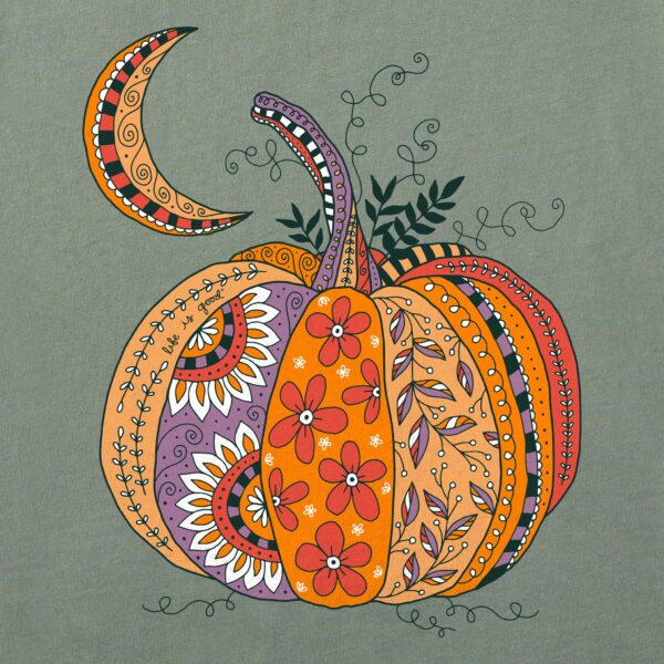 Women's Doodle Pumpkin Long Sleeve Crusher Vee - Image 2