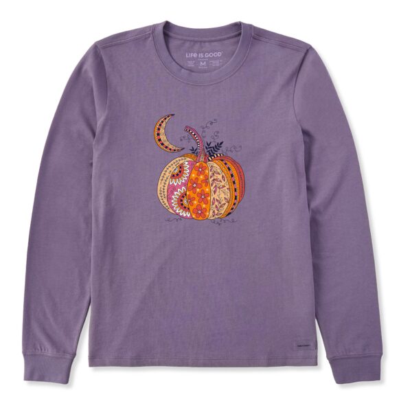 Women's Doodle Pumpkin Long Sleeve Crusher Tee - Image 5