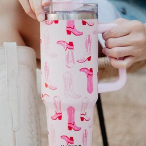 Light Pink Western Boots Coffee Tumbler Cup