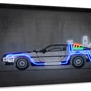 Glowing Delorean Wall Art