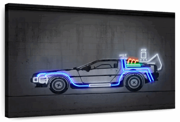 Glowing Delorean Wall Art