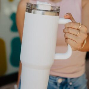 White 40 Oz Tumbler with Handle